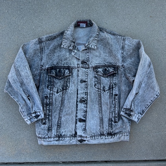 Vintage Roberto Orsini Men's Black/Grey Denim Jacket Size Small 100% Cotton - Picture 2 of 12